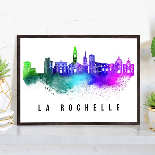 La Rochelle France Poster, Skyline poster cityscape poster, France Landmark City Illustration poster, Home wall art, Office wall art, France