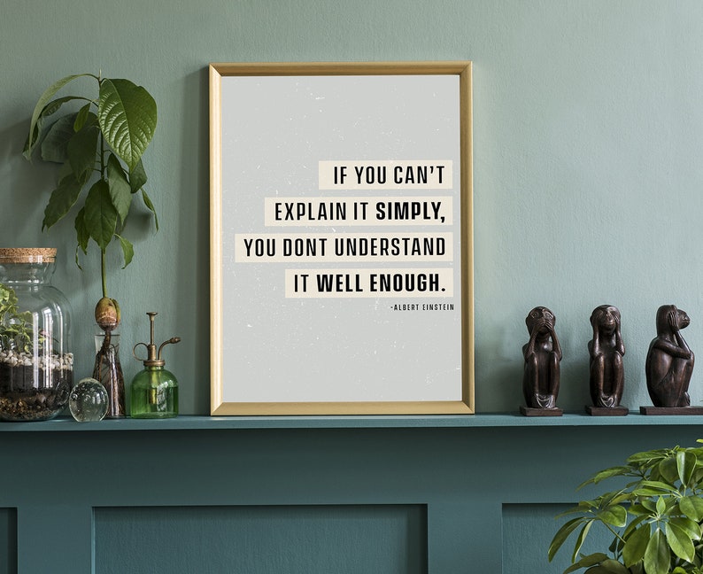 if you can't explain.. Albert Einstein, Quote, Poster printing, Office wall art, School Dorm walls art, Einstein quote, Living room wall art image 3