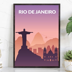 Solid Color World City Poster, Brasil Rio De Janeiro Solid Color Modern Poster Print, Rio De Janeiro Modern City Poster, Office Wall Decor