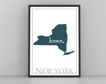 New York map wall art, New York minimalist poster print, States wall art, New York City poster print, New York State poster, Home wall decor