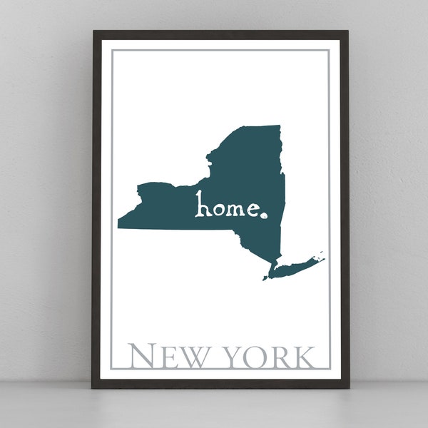 New York map wall art, New York minimalist poster print, States wall art, New York City poster print, New York State poster, Home wall decor