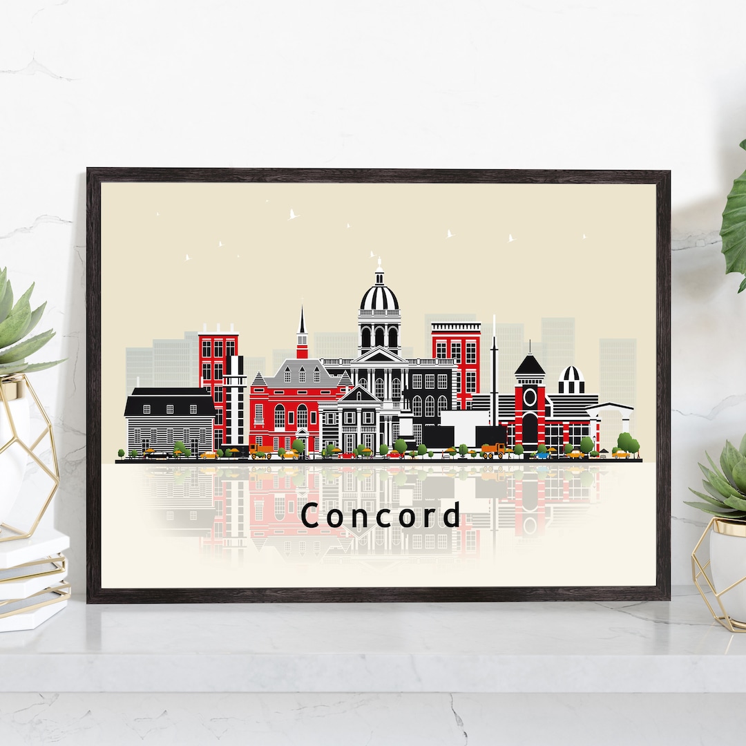 CONCORD NEW HAMPSHIRE Illustration Skyline Poster, New Hampshire State