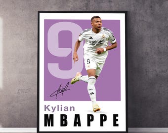 MBAPPE Posters, Famous Soccer Players, Kylian Mbappe Lottin, Real Madrid soccer players, Office wall art, Poster print, French national team