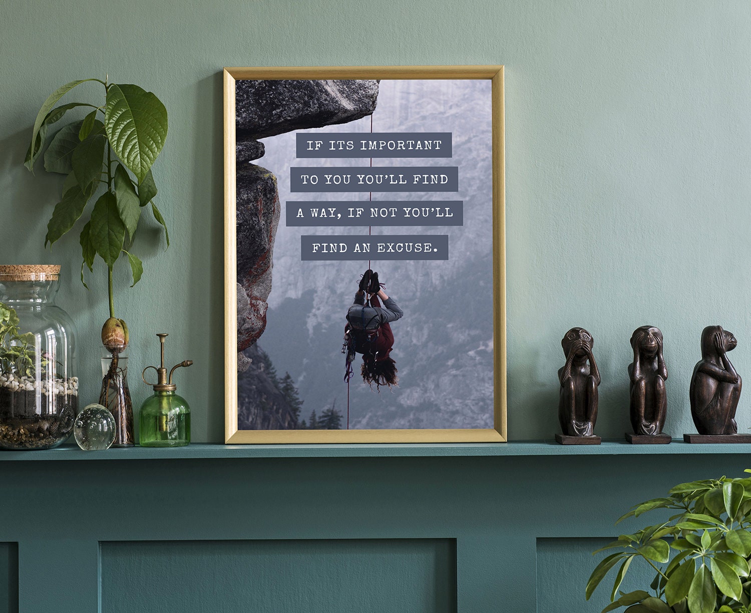 Poster de gym avec citation de motivation - Art mural - Impression sur