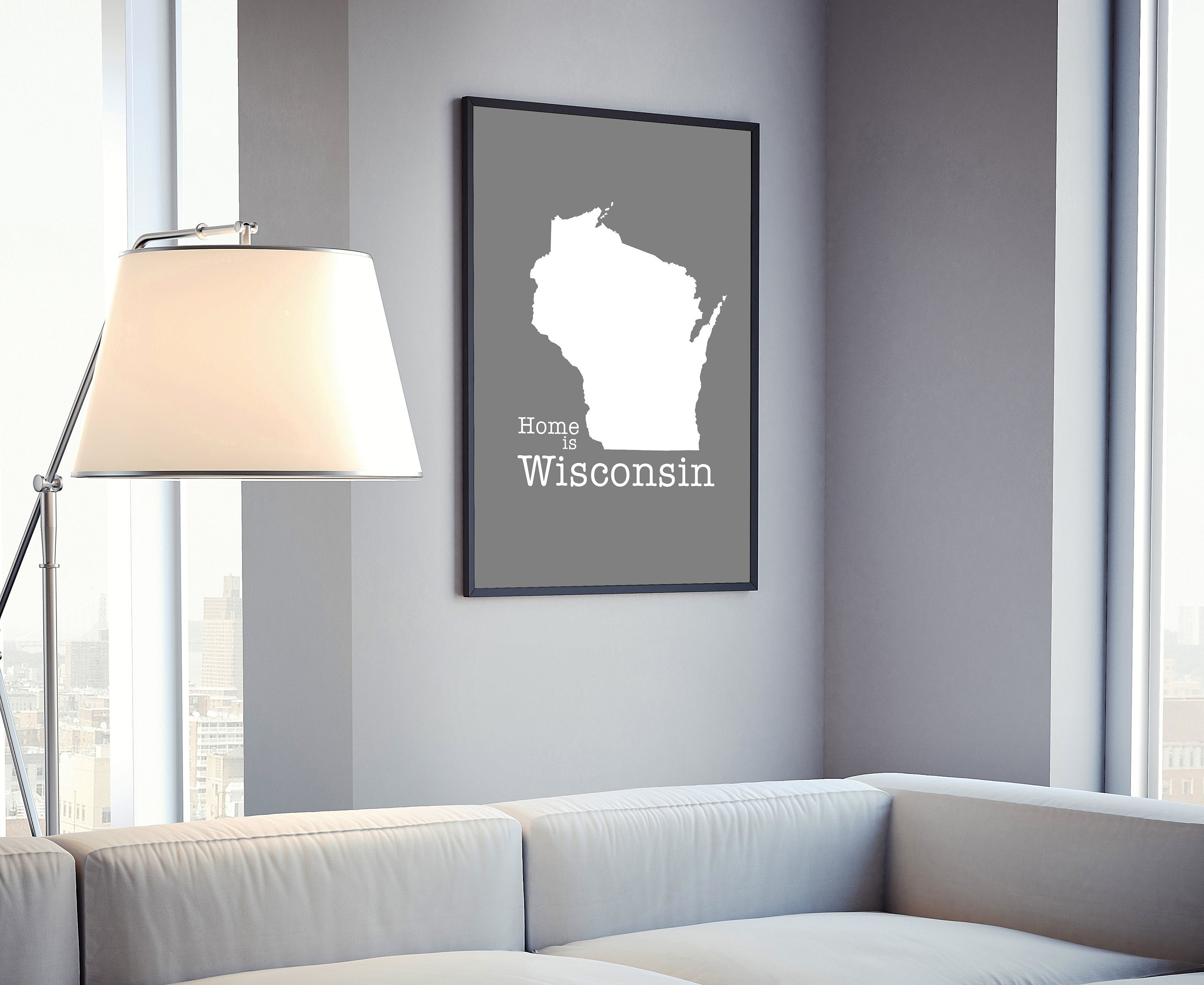 Wisconsin Map Wall Art Wisconsin Modern Map Poster Print Etsy