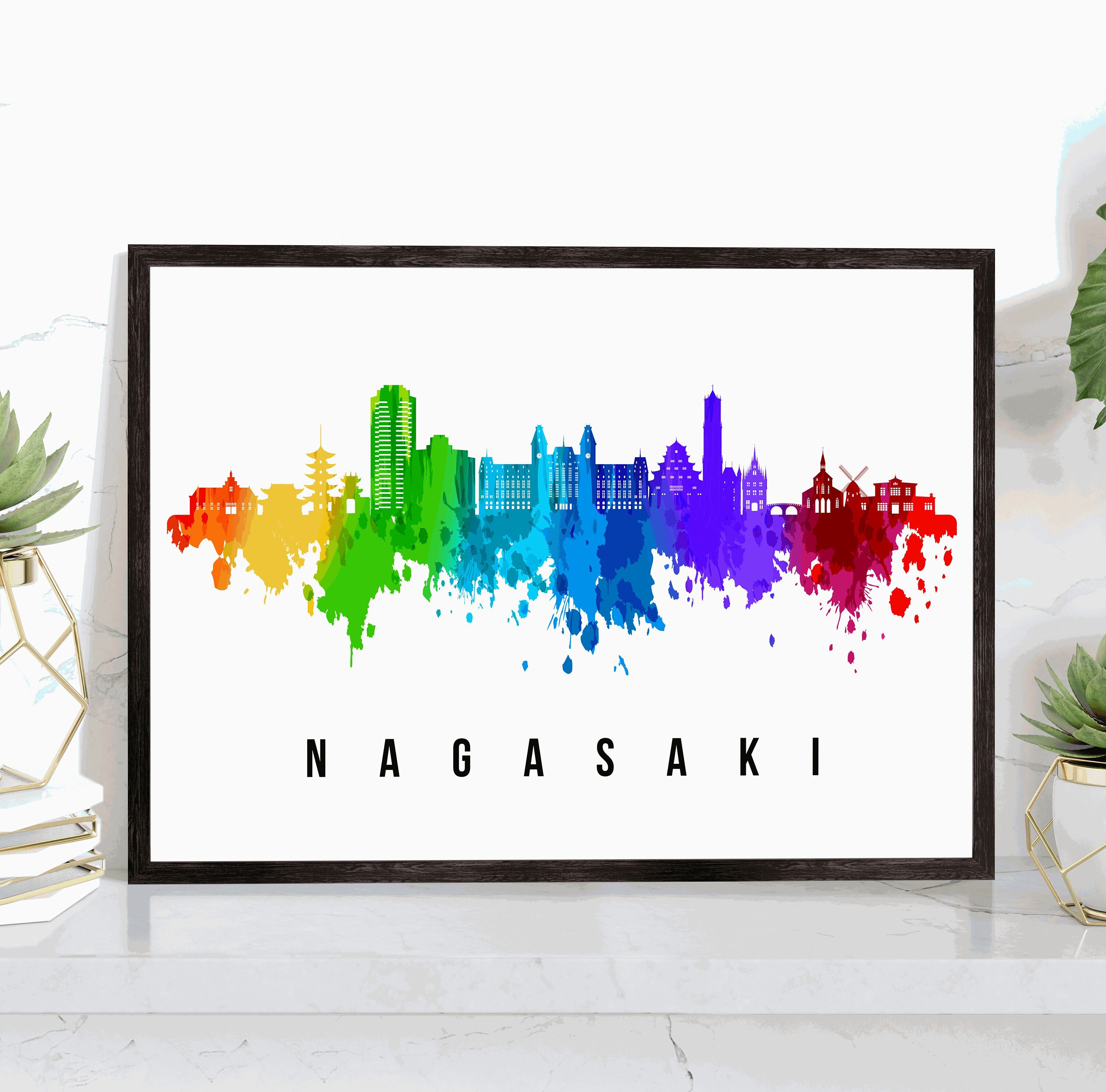 NAGASAKI - JAPAN Poster, Skyline Poster Cityscape and Landmark