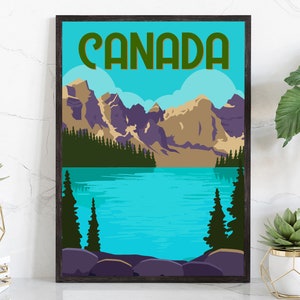 Póster de viaje de Canadá, impresión de póster de paisaje urbano de Canadá, póster de monumentos de Canadá, arte mural, arte mural para el hogar, decoración de pared de oficina, regalo para ella