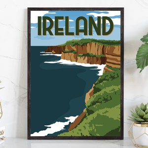 IRELAND retro style travel poster, Ireland vintage rustic poster print, Home wall art, Office wall decorations, Ireland country map posters