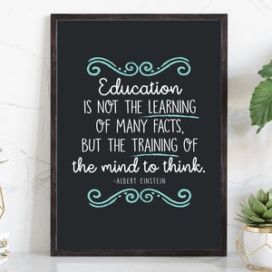CITA de educación, cita de Albert Einstein, cita educativa, arte de la sala de la escuela, decoración de la pared del aula, arte de la pared del hogar, cartel de palabras significativas