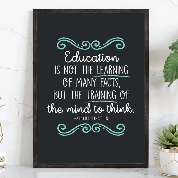 Education QUOTE, Albert Einstein quote, Educational quote, School room art, Classroom wall decoration, Home wall art, Meaningful word poster