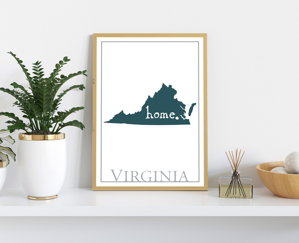 Virginia Map Wall Art Virginia modern map poster print City | Etsy