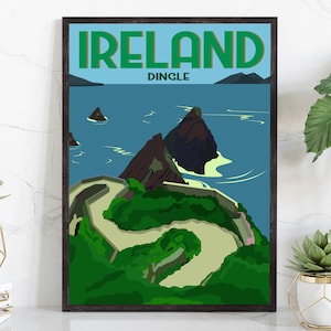 Póster de Irlanda, póster de viaje de Irlanda, póster de paisaje urbano y monumentos de Irlanda, decoración de pared para el hogar y la oficina.