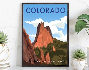 Póster de viaje de estilo retro, impresión rústica vintage de Colorado, arte mural para el hogar, decoración de pared para la oficina, pósteres de Colorado, póster con mapa de los estados.
