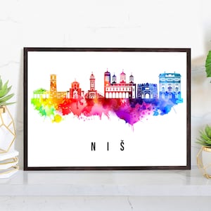 Nis Serbia Poster, Skyline poster cityscape poster, Serbia Landmark City Illustration poster, Home wall art, Office wall art
