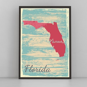 Retro Style Travel Poster, Florida Vintage State Poster Printing, Home Wall Art, Office Wall  Decor, Poster Prints, Florida State Map Poster