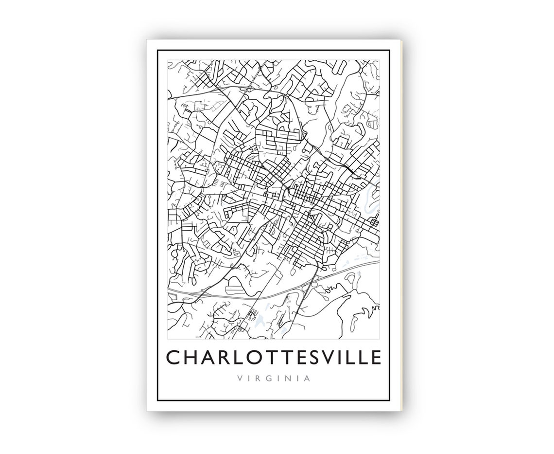 Charlottesville City Map,Charlottesville City Road Map Poster ...