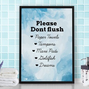 Please don&#39;t flush, Restroom wall decor, Bathroom wall decor, Toilet rules poster, Bathroom rules wall art, Quote print, Home decor wall art