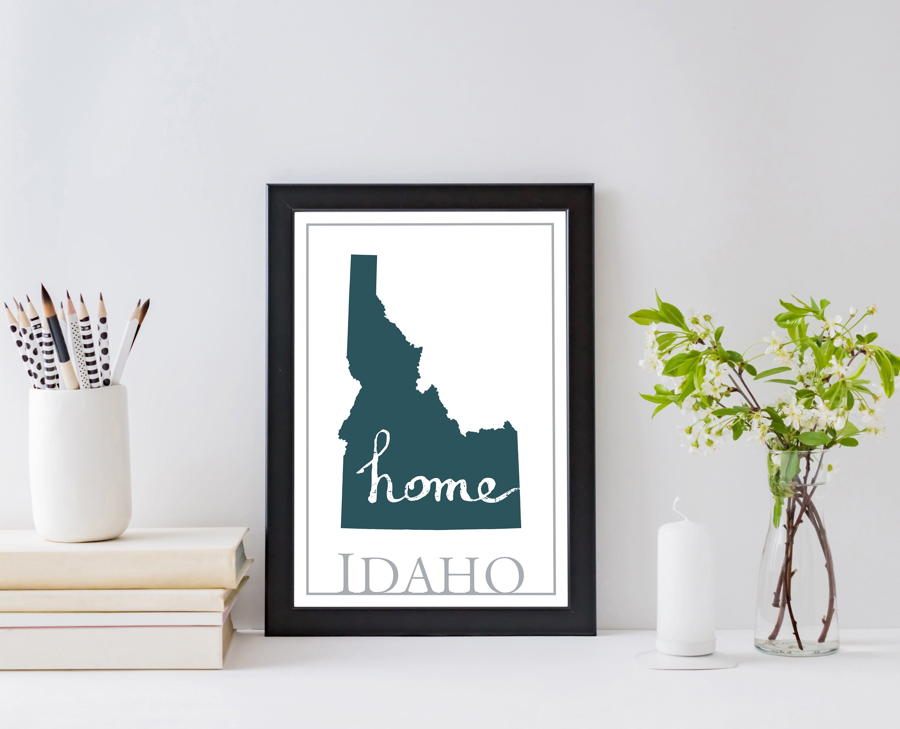 Idaho Map Wall Art Idaho Modern Map Poster Print Home Wall Etsy
