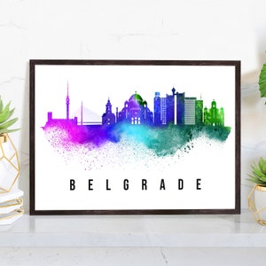 Belgrade Serbia Poster, Skyline poster cityscape poster, Serbia Landmark City Illustration poster, Home wall art, Office wall art