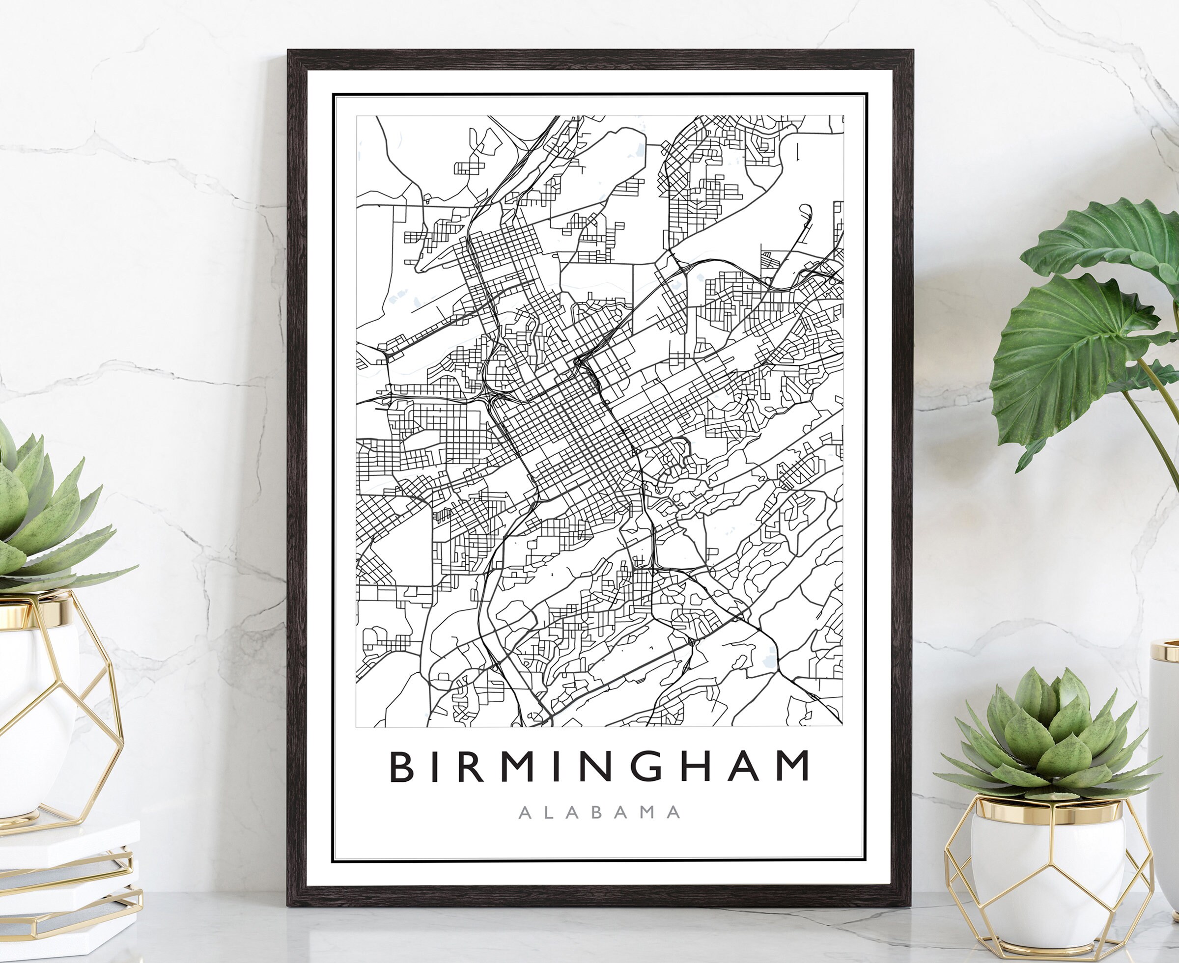 Birmingham Map Birmingham City Road Map Posterbirmingham - Etsy