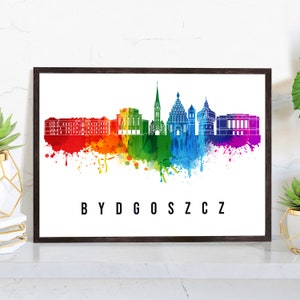 Bydgoszcz Poland Poster, Skyline poster cityscape poster, Poland Landmark City Illustration poster, Home wall art, Office wall art