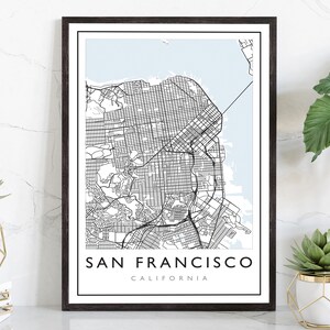 San Francisco California City Map, San Francisco Road Map Poster, City Street Map Print, US City Modern City Map, Home Office Wall Art Decor