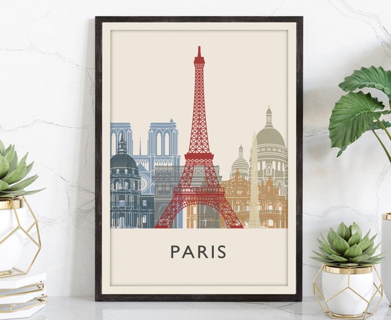 PARIS POSTER Paris FRANCE Skyline Poster Cityscape and | Etsy
