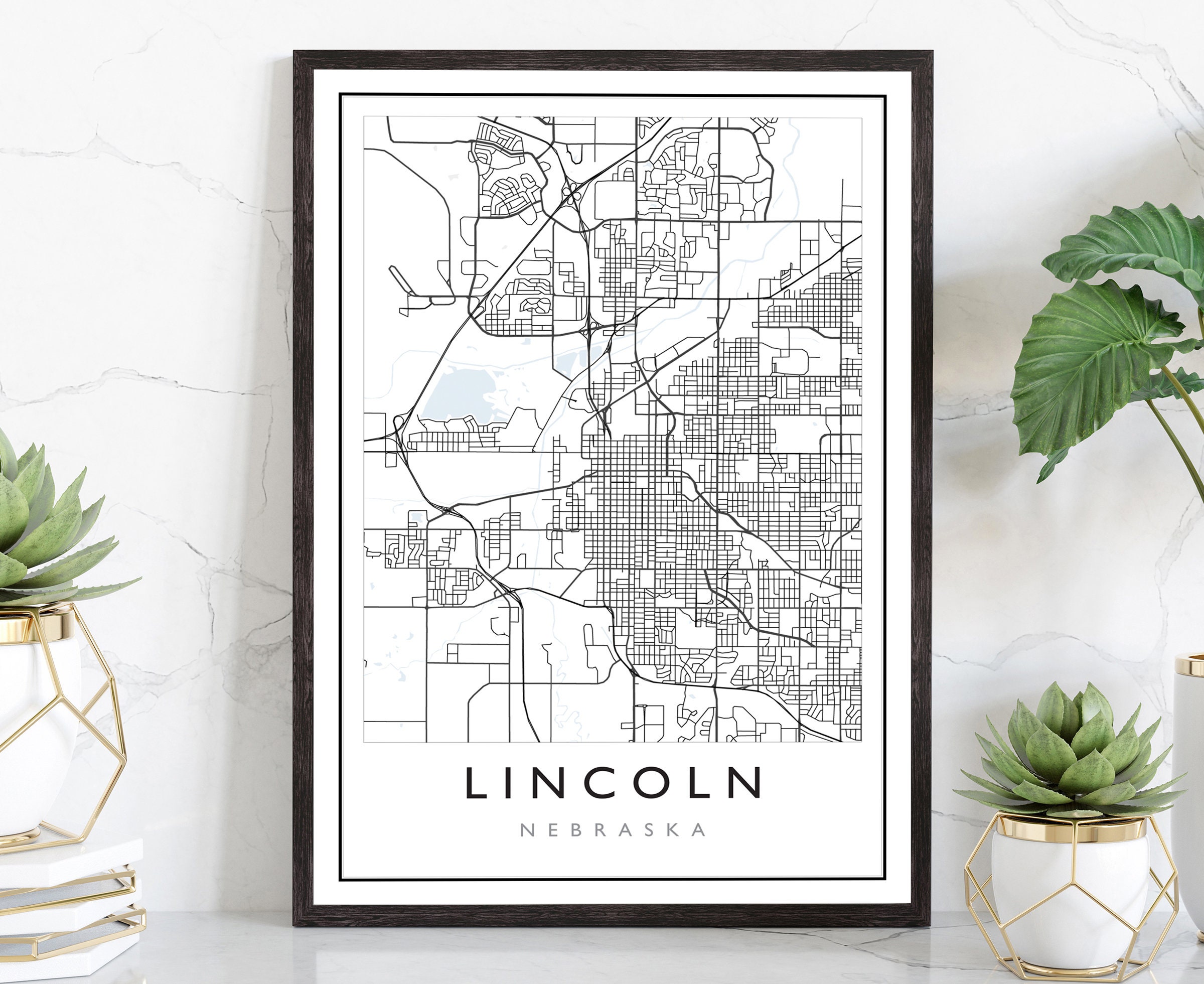 Lincoln Nebraska City Map Lincoln Nebraska Road Map Poster - Etsy