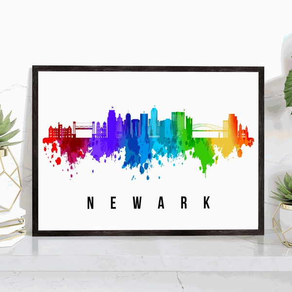 Newark Skyline New Jersey Poster, New Jersey Cityscape Painting, Newark New Jersey Poster, Cityscape and Landmark Print, Office Wall Decor