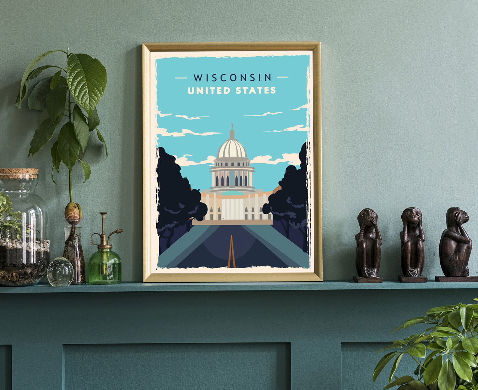 Retro Style Travel Poster Wisconsin Vintage Rustic Poster Etsy