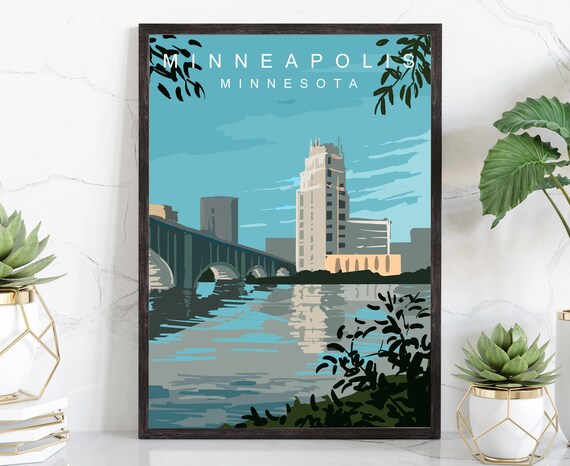 Retro Style Travel Poster, Minnesota Vintage Rustic Poster Print, Home Wall Art, Office Wall Decor, Posters, Minnesota, State Map Poster