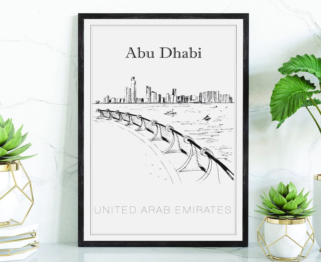 Hand-drawn Poster Abu Dhabi Travel Poster United Arab