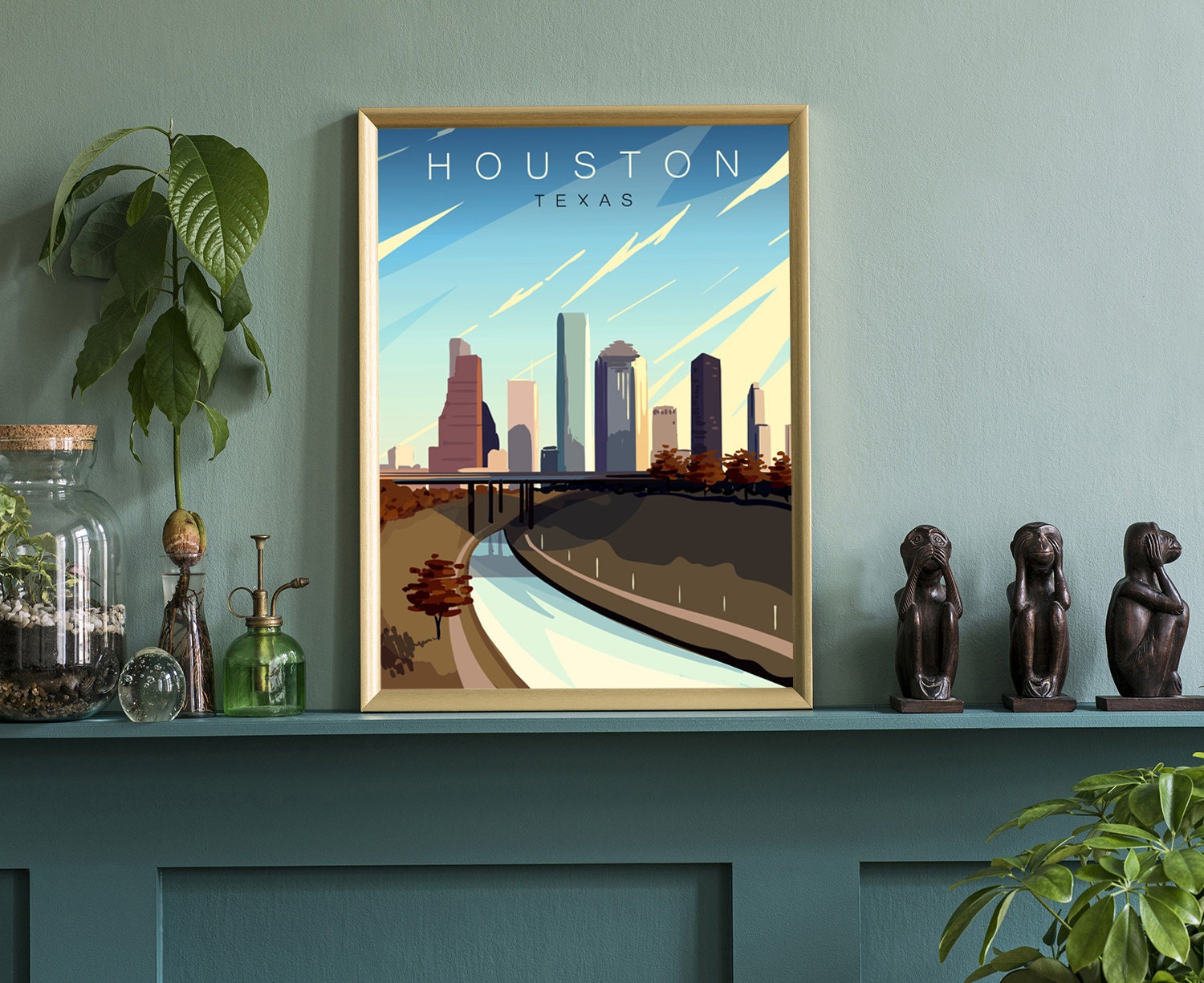 Retro Style Travel Poster, Texas Vintage Rustic Poster Print, Home Wall ...