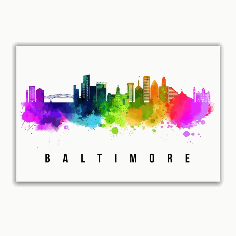 Baltimore - Maryland Skyline Poster, Cityscape Painting, Baltimore ...