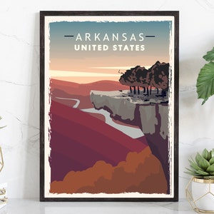 Retro Style Travel Poster, Arkansas Vintage State Poster Print, Home Wall Art, Office Wall  Decor, Poster Print, Arkansas State Map Poster