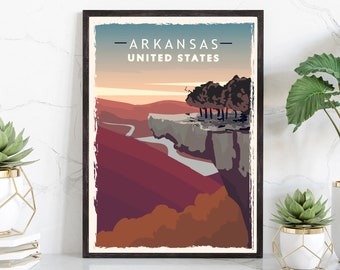 Retro Style Travel Poster, Arkansas Vintage State Poster Print, Home Wall Art, Office Wall  Decor, Poster Print, Arkansas State Map Poster