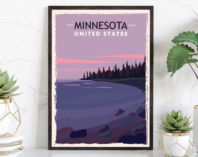 Retro Style Travel Poster Minnesota Vintage Rustic Poster - Etsy