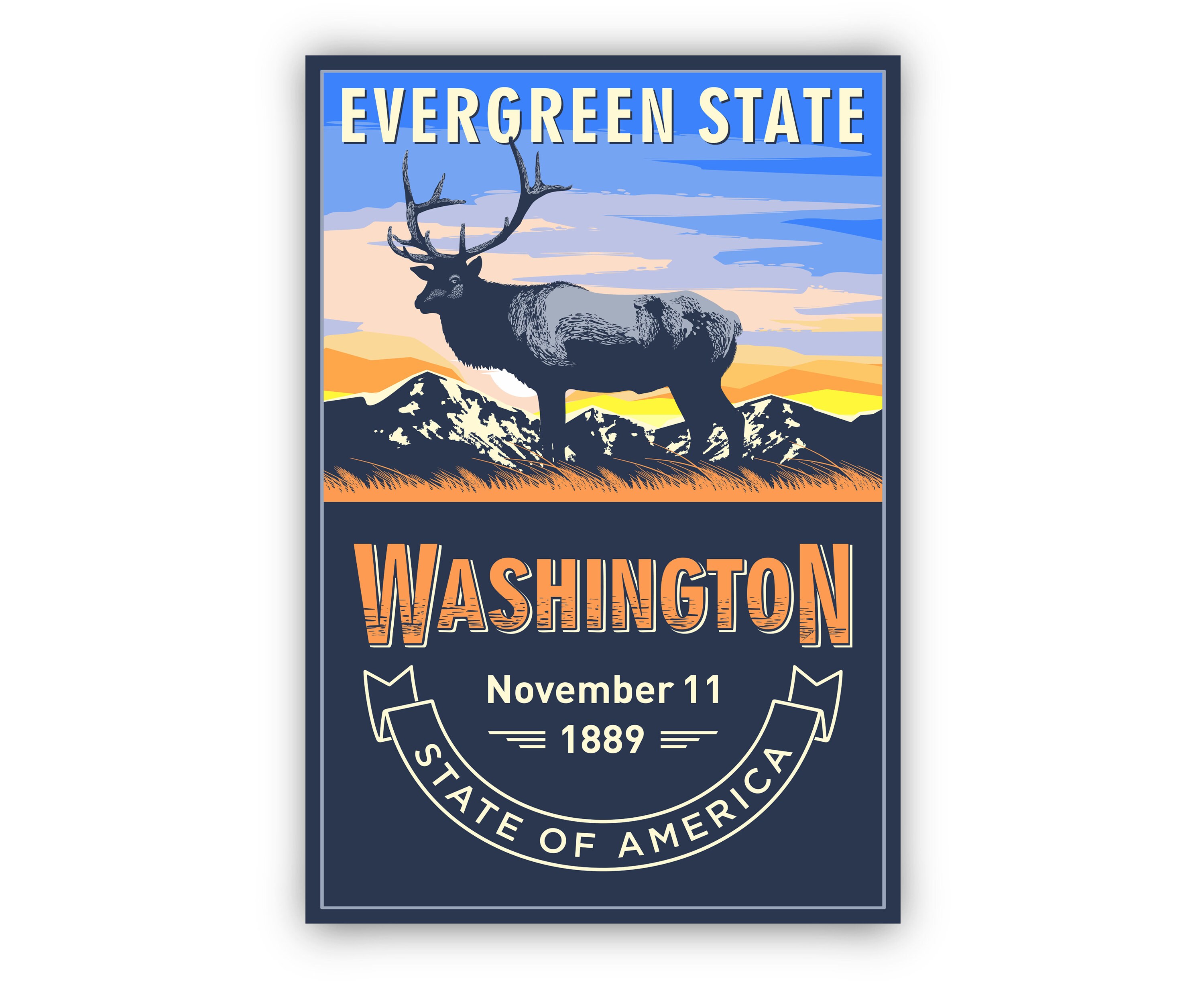 United States Poster Washington State Poster Print Etsy