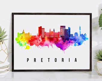 PRETORIA – SOUTH AFRICA Poster,  Skyline Poster Cityscape and Landmark Print, Pretoria Illustration Home Wall Art, Office Wall Decor