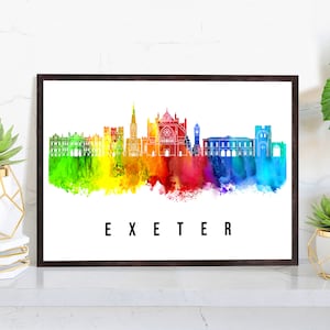 Exeter England Poster, Skyline Poster Cityscape Poster, Landmark City ...