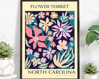 North Carolina State flower print, States poster, North Carolina flower market poster, Botanical posters, Nature floral poster artwork