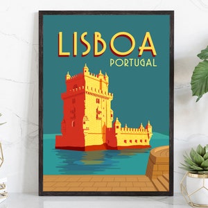 PORTUGAL travel poster, Lisboa Portugal cityscape and landmark poster wall art, Home wall art, Office wall Decoration, Lisboa poster print