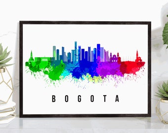 BOGOTA - COLOMBIA Poster, Skyline Poster Cityscape and Landmark Bogota City Illustration Home Wall Art, Office Decor