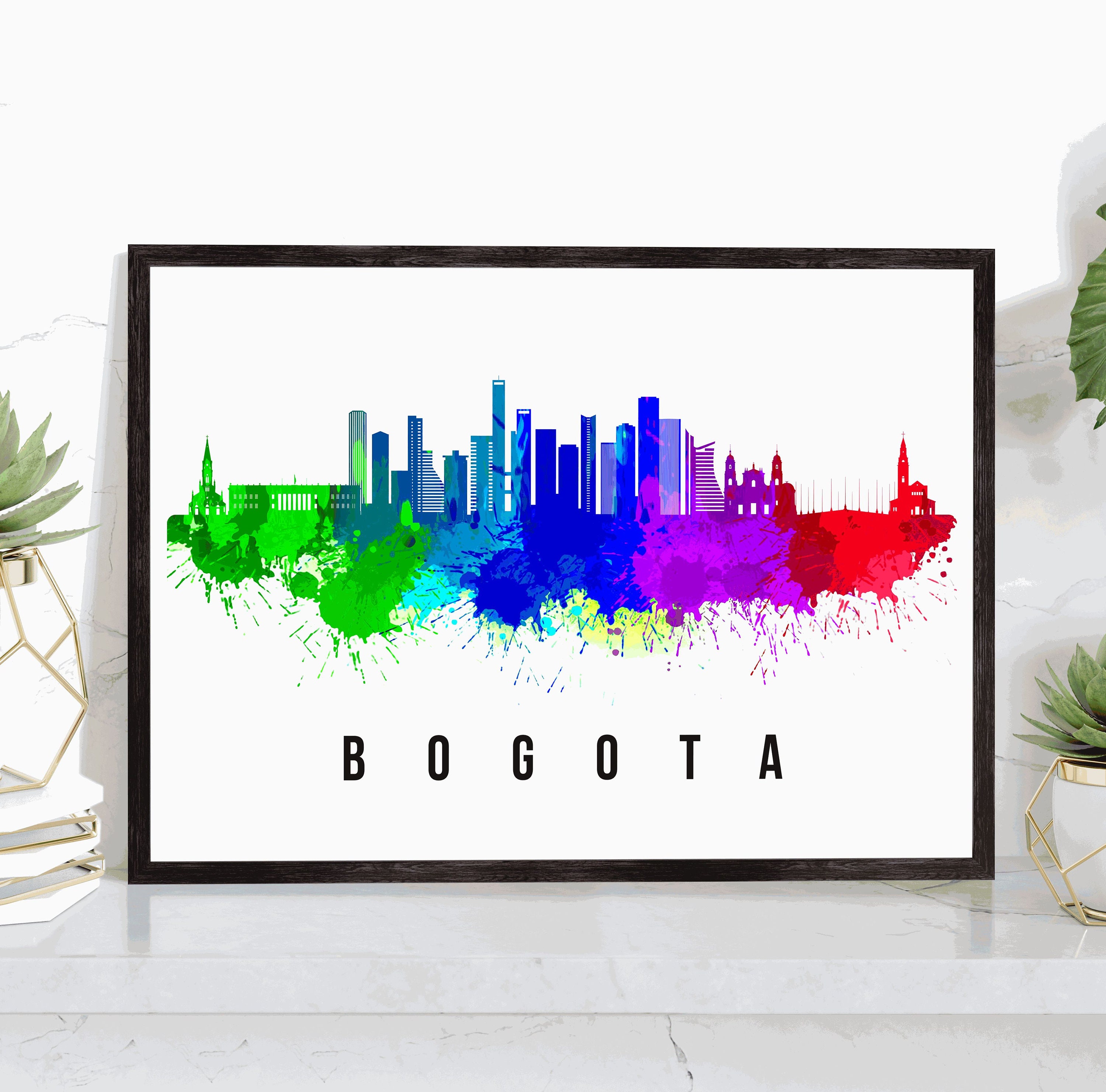 BOGOTA - COLOMBIA Poster, Skyline Poster Cityscape and Landmark Bogota City Illustration Home Wall Art, Office Decor
