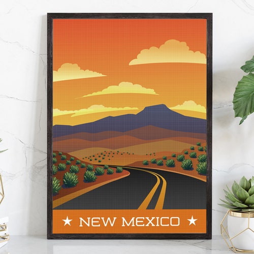 Hand Made Retro Style Travel Poster Texas Vintage Rustic Etsy