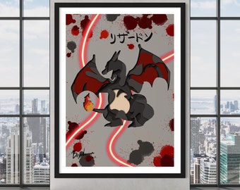 Charizard (Shiny) Shadow style Print