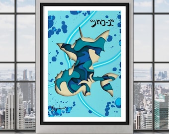 Vaporeon Shadow style Print