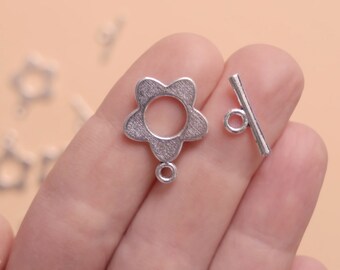 Size Loop 25x18mm Bar 35mm Oval shaped with flowers 4setspk Decorative Toggle Clasp in Brass