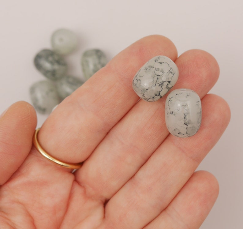 14pcs Spray Painted Glass Bead Marble Bead Painted Glass Bead Oval Glass Bead Marble Glass Bead
