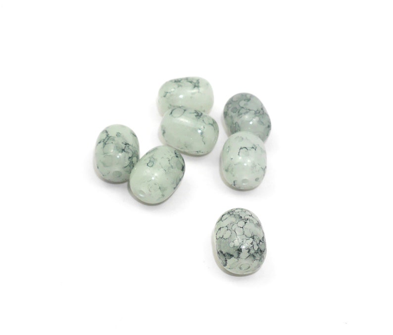 14pcs Spray Painted Glass Bead Marble Bead Painted Glass Bead Oval Glass Bead Marble Glass Bead